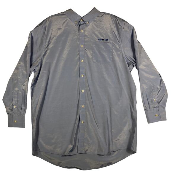 Food Lion Employee Mens Shirt 2XL Long Sleeve Blue Logo Uniform Grocery Store - Picture 1 of 11